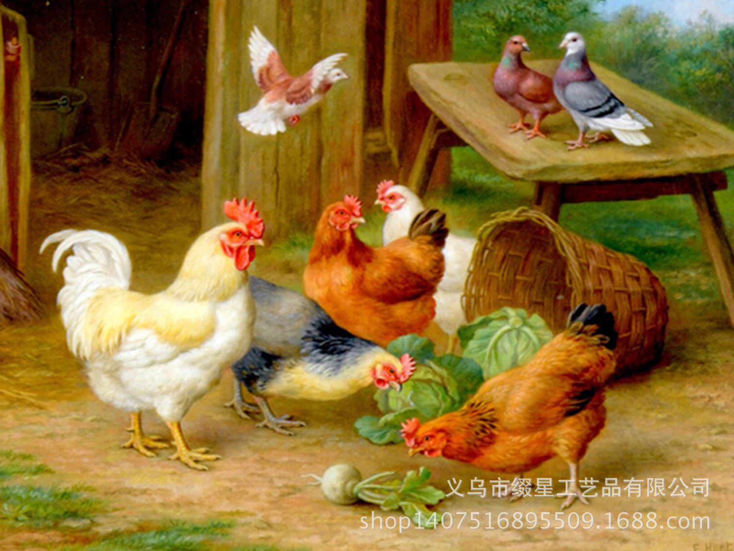 公鸡和鸽子钻石绣diy 树脂满钻 厂家直销 诚招代理可代发