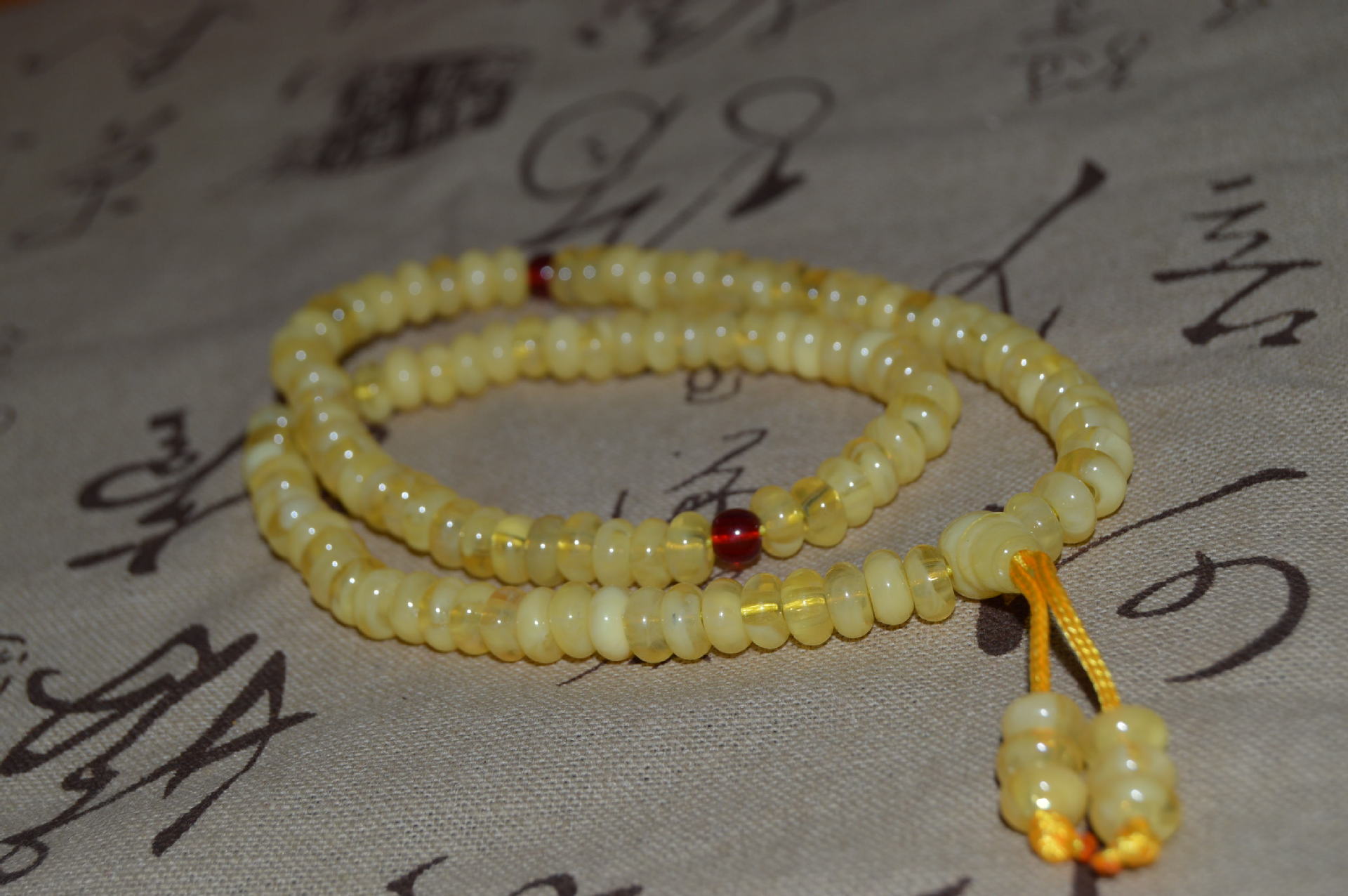 佛珠手链 高仿蜜蜡佛珠手串 合成黄蜡手链 合成琥珀 工厂批发代发