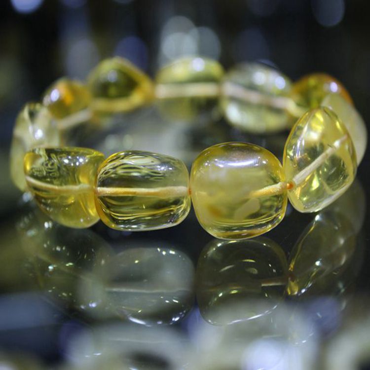 正品纯天然波罗的海天然琥珀手链蜜蜡不规则手链手串黄色配证书