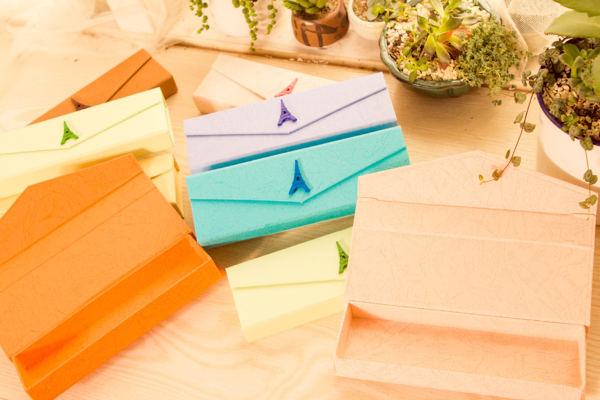 韩版简约铁塔贴片纸质文具盒笔袋大容量纸盒 学生铅笔盒 wy1230