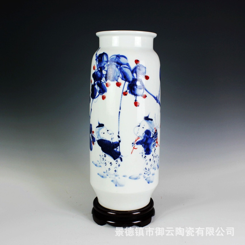 景德镇陶瓷名人名作瓷瓶 曹军手绘工笔画花瓶 家居摆件瓷器收藏品