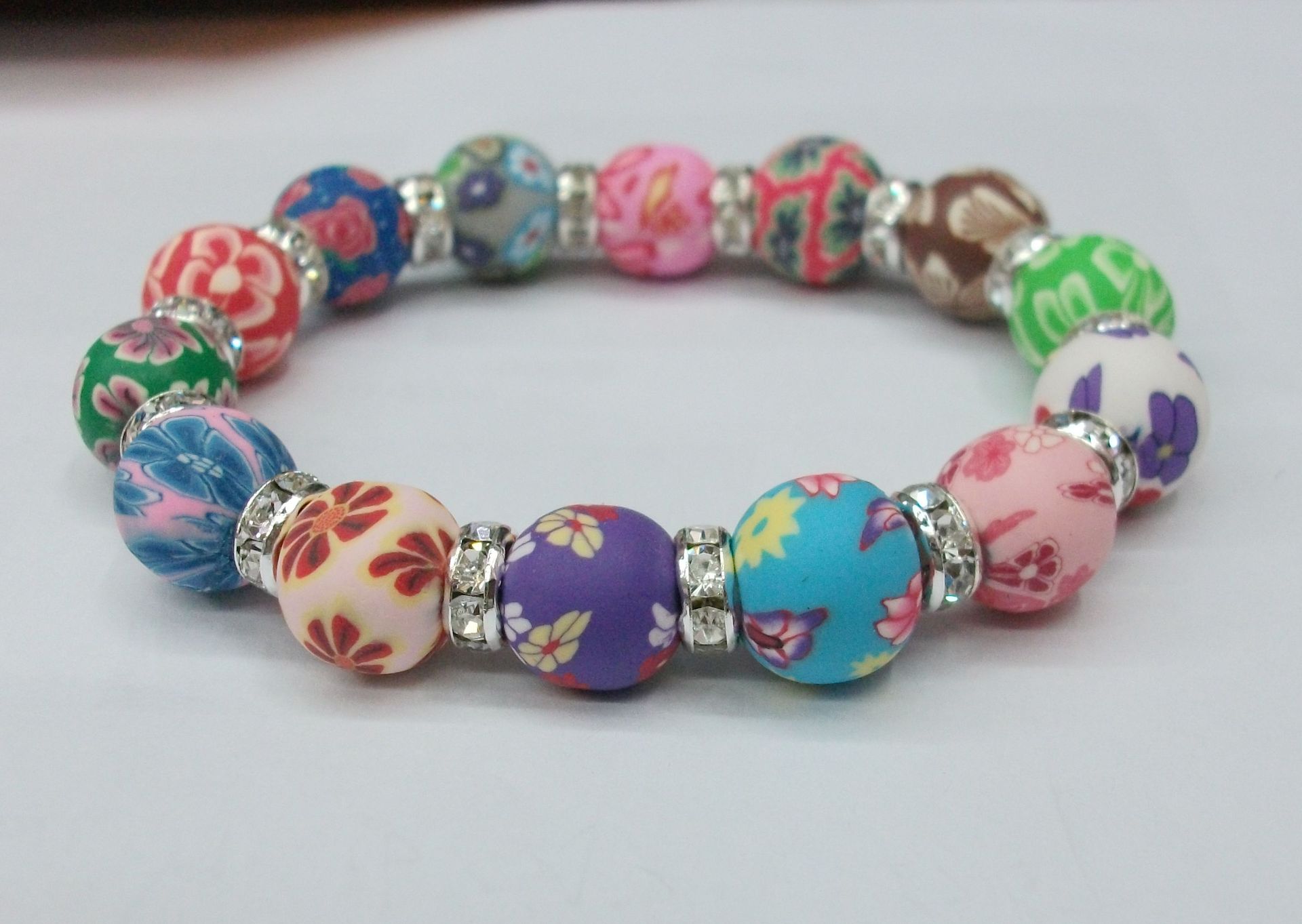 批发12mm软陶圆珠钻圈流行手链