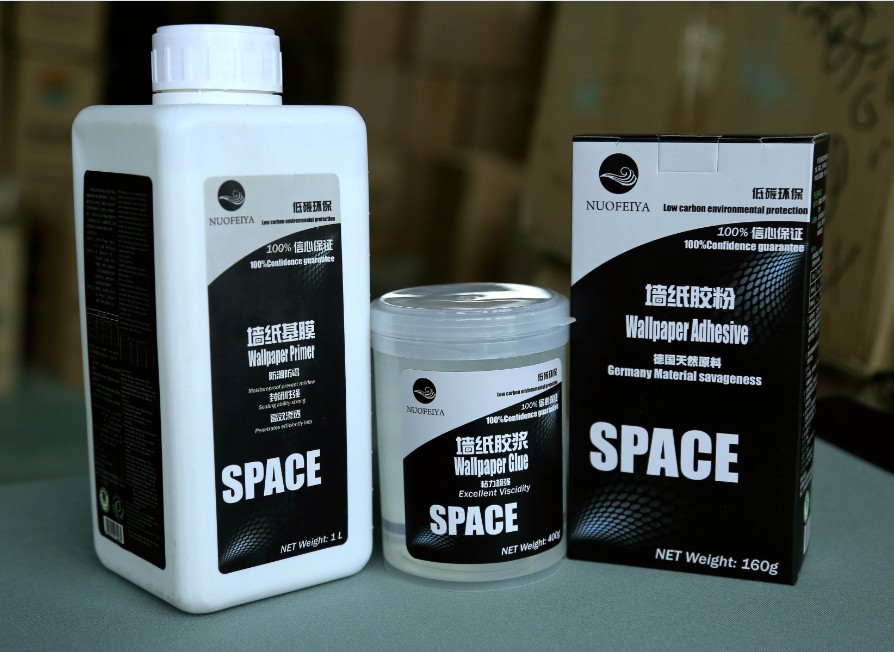 外贸壁纸环保海藻植物型壁纸胶水基膜胶粉胶浆三件套