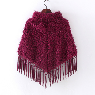 女流苏毛线针织斗篷披肩手工编织毛衣外套头日系宽松加厚秋冬