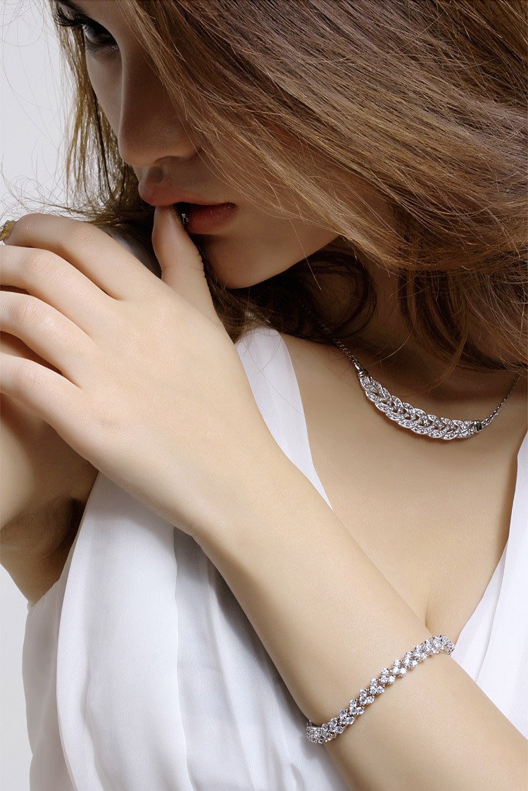 韩版锆石罗马手链 刘嘉玲同款手链 高端水晶手饰品 纯银手链批发