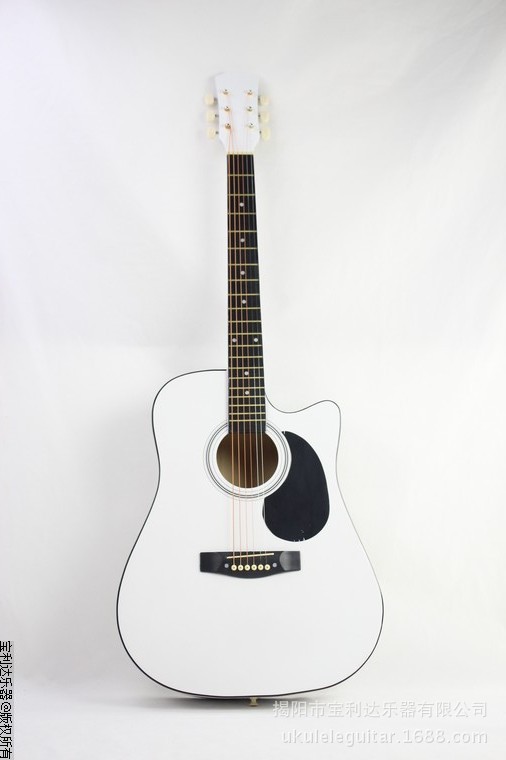 无牌定制 41寸 民谣吉他 木吉他 厂家直销 练习琴 白色图片_3