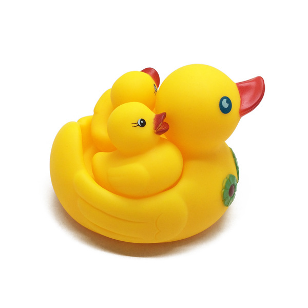 捏响母子鸭 搪胶玩具 宝宝游泳戏水洗澡玩具 沐浴小鸭子