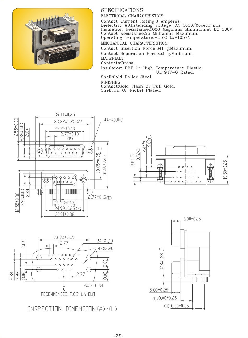 d-sub(vga)dr db 9 15 25 37 50车针 冲针 连接器插头插座大全