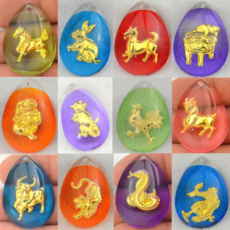 【晶美金十二生肖吊坠 彩色水晶镶金项链 铜镀吊坠 送红绳】浙江金华