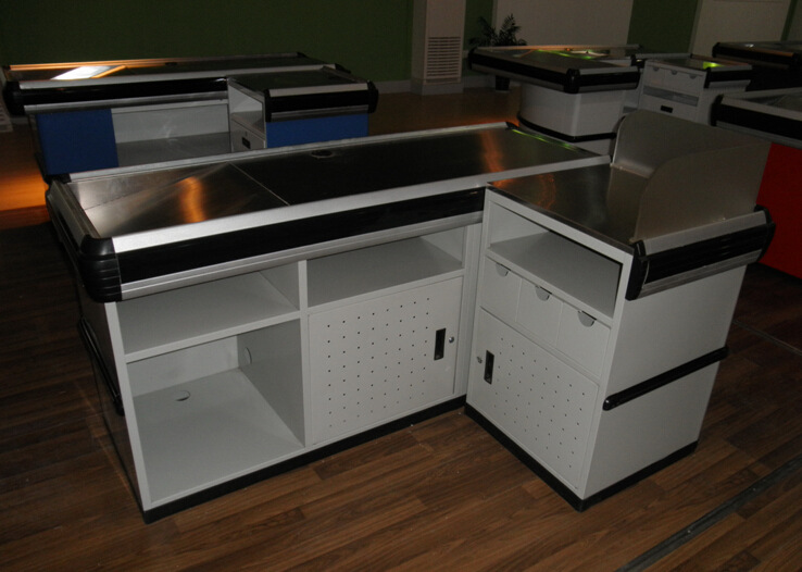 超市收银台 不锈钢台面 铝合金包边 塑料包边