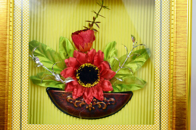 f452 高档方形花工艺画 家居办公挂饰 工艺装饰品礼品批发