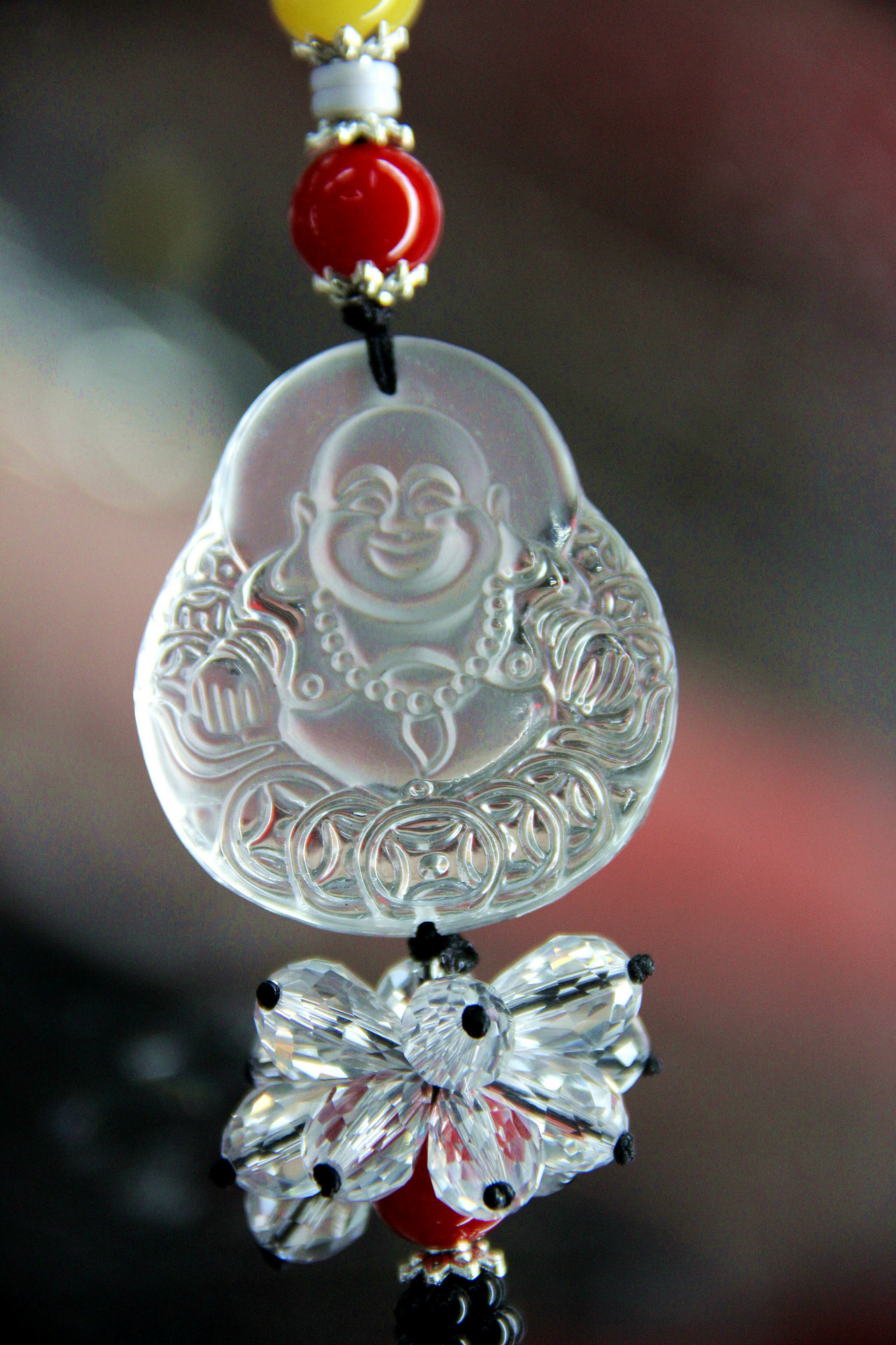 汽车挂件 高档水晶弥勒佛汽车挂件 笑面佛汽车饰品 支持一件代发