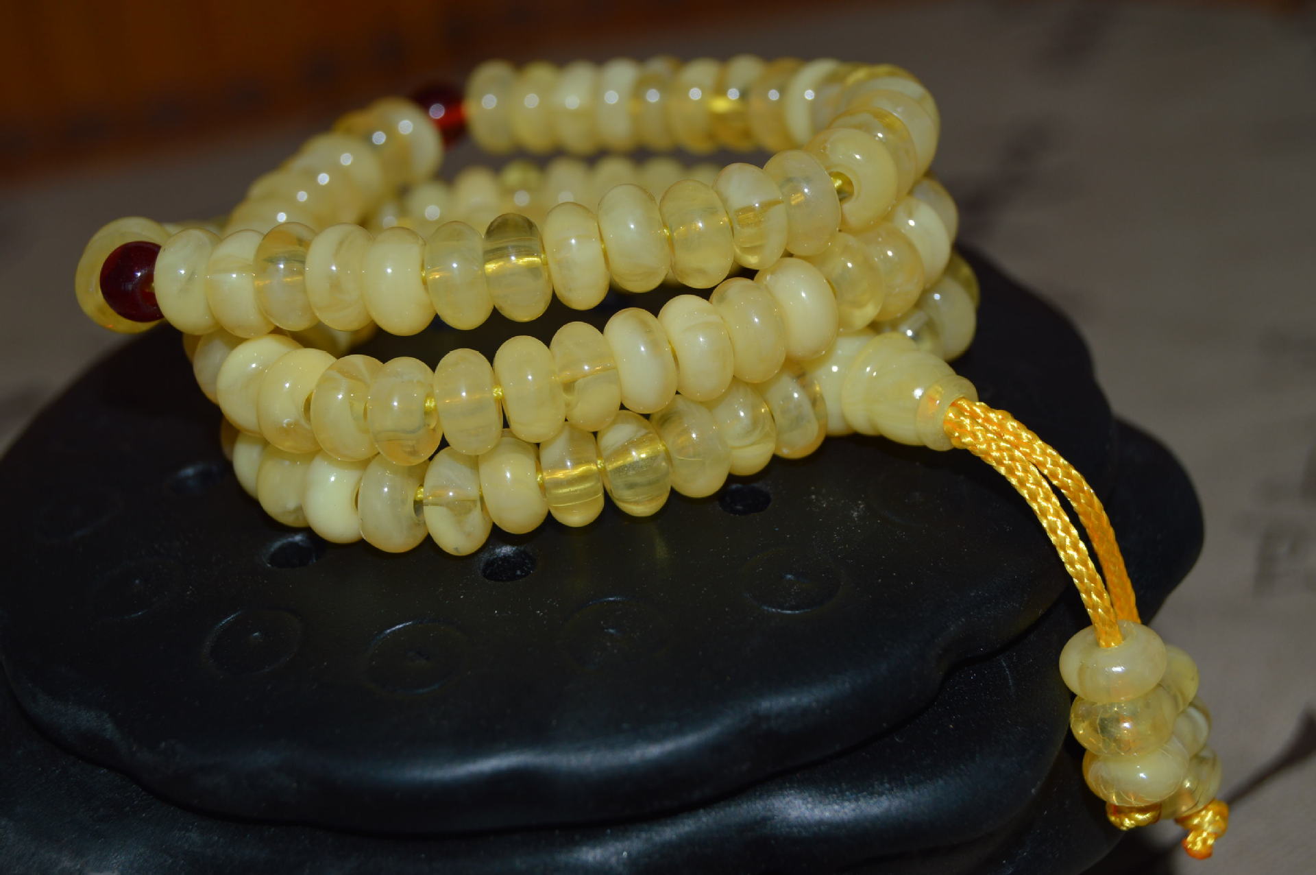佛珠手链 高仿蜜蜡佛珠手串 合成黄蜡手链 合成琥珀 工厂批发代发