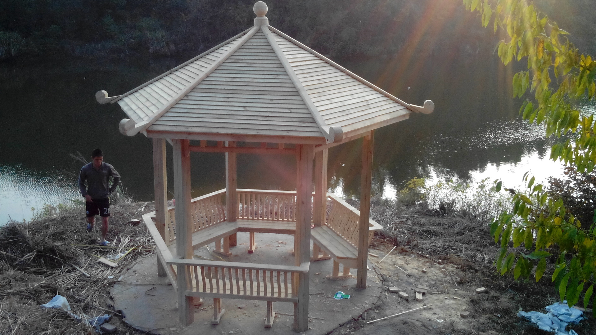 6角防腐木凉亭专业设计施工木亭子户外景观工程