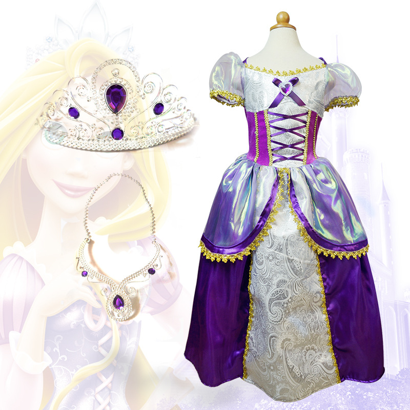 2015新款外贸原单 迪士尼rapunzel乐佩长发公主裙 儿童高档礼服裙