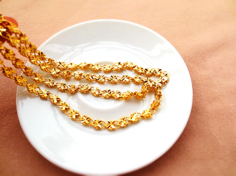 镀24k真金女士项链 时尚大气百搭锁骨链 久不退色 高档饰品批发