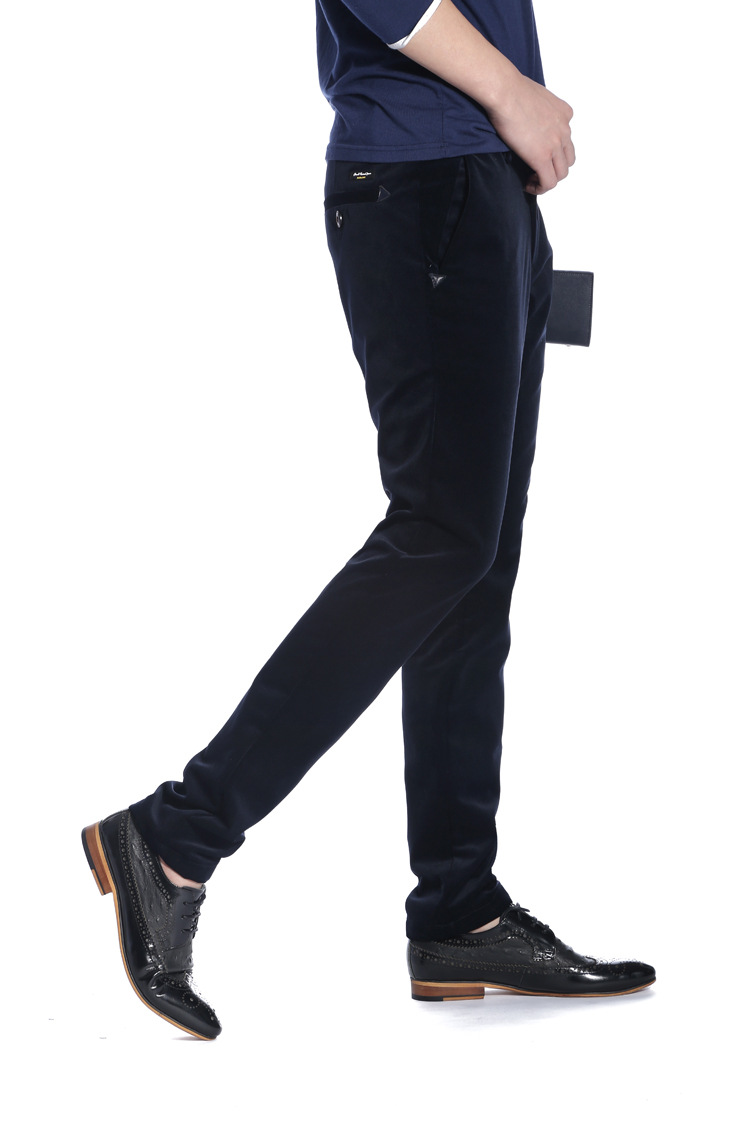 名闲尔品牌高档抓毛天丝绒男装裤 弹力青年天丝绒抓毛男式休闲裤