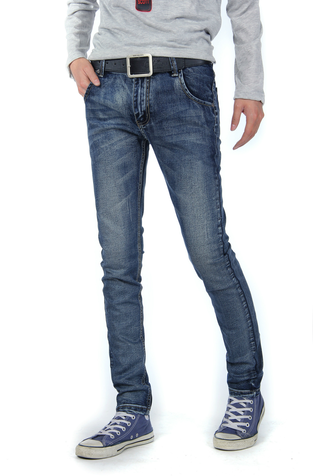 厂家直销批发春装新款全扫马骝男士牛仔裤弹力韩版修身小脚牛仔裤