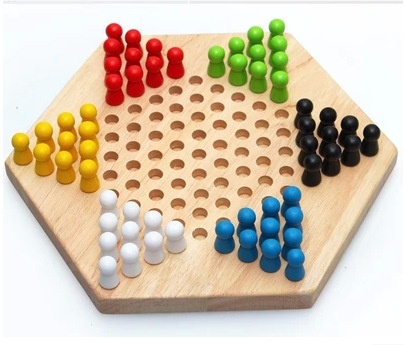 幼儿园木制跳棋六角跳棋木质幼儿童跳棋玩具益智力亲子游戏棋类