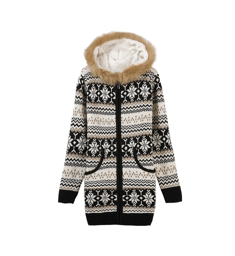 dy15 2014秋冬季新款韩版女装修身加绒加厚雪花毛衣外套女开衫图片_26