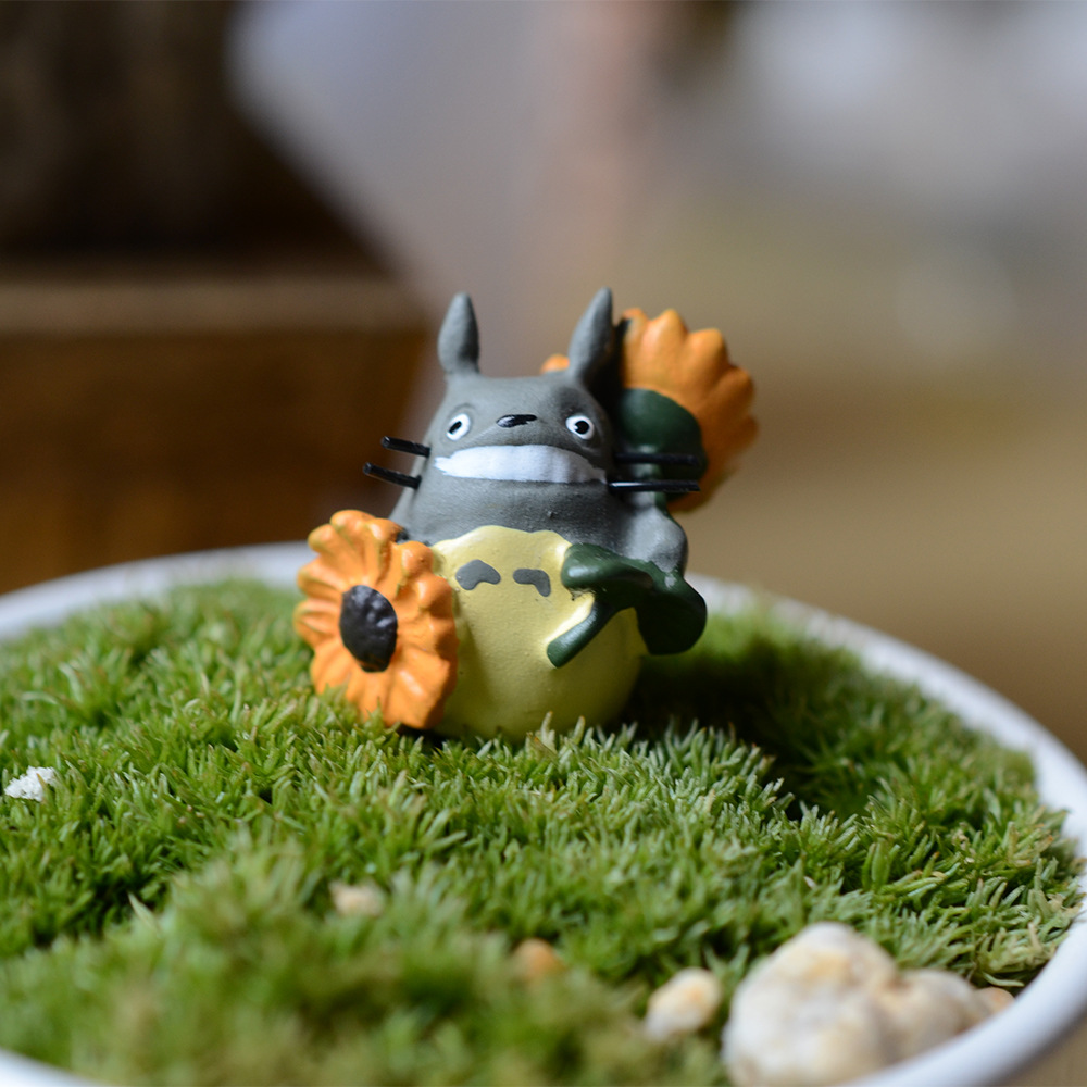 宫崎骏微景观 龙猫树脂摆件生态瓶盆栽 向日葵龙猫