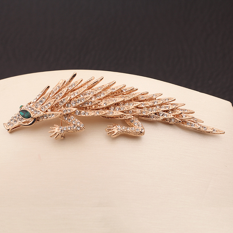正品 欧美夸张大牌时尚镶钻穿山甲胸针女式胸针混批发饰品