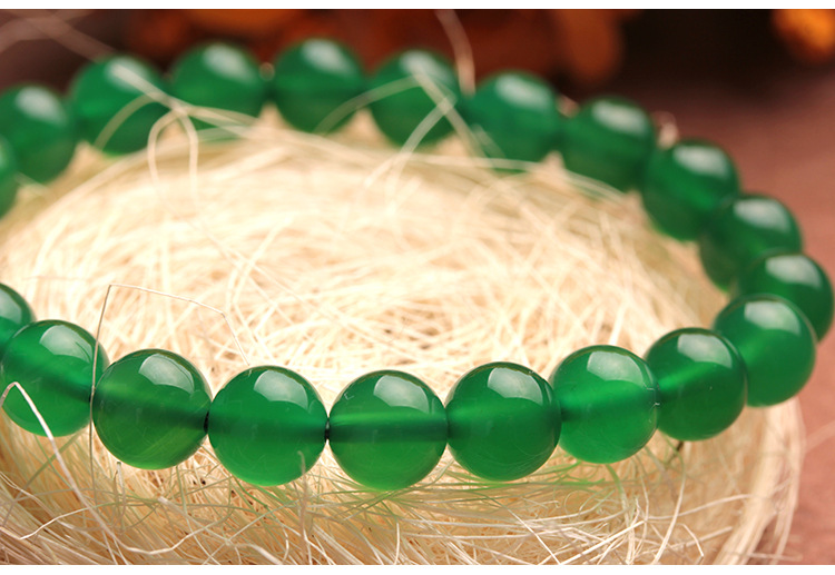 天然巴西绿玛瑙圆珠手链 天然石玛瑙手饰批发 绿玉髓