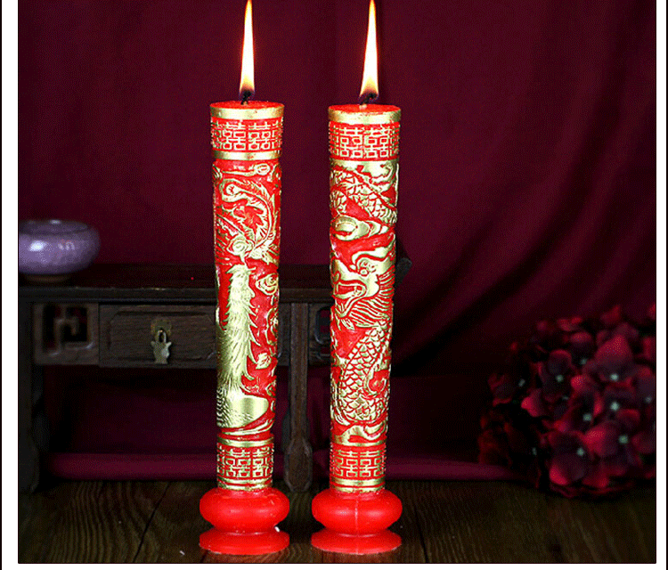 婚庆用品 中式婚礼洞房花烛 大红喜字龙凤烛 无烟龙凤蜡烛