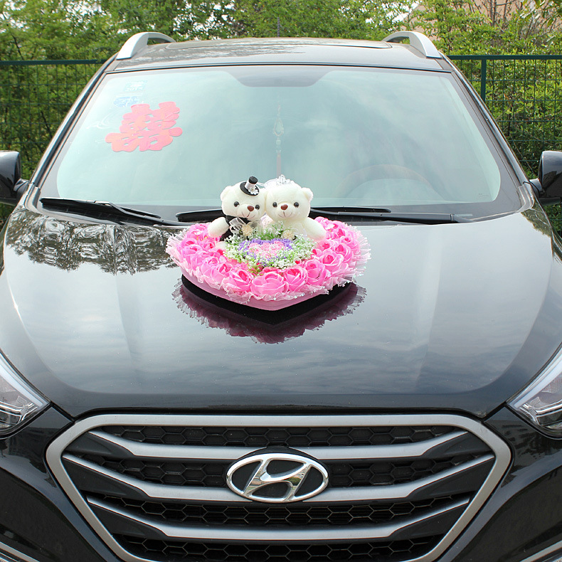 婚庆用品婚车装饰花车娃娃车头熊019桃心装饰套餐结婚韩式桃心610