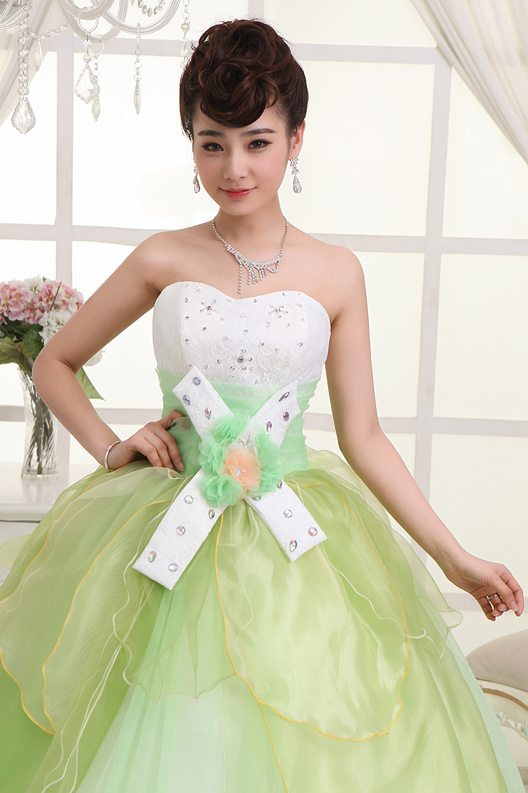 江苏苏州热卖新款 彩色婚纱礼服 抹胸韩式公主显瘦婚纱新娘 齐地婚纱