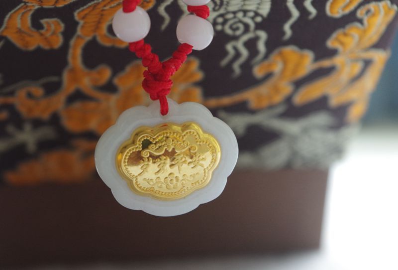 金镶玉 天然a货翡翠吊坠 宝宝锁 长命锁 岁岁平安 钰妃