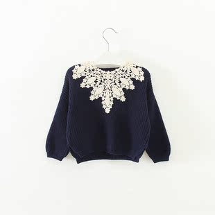 pink ideal 中小女童毛衣厂家批发 甜美花边长袖毛衣330282