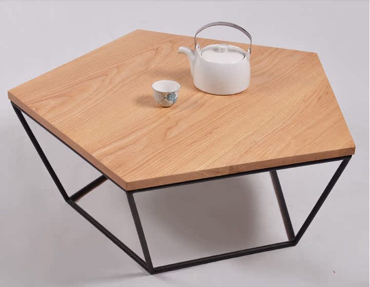 现代简约原木茶几五边形个性时尚茶几纯实木面不规则创意茶几特价