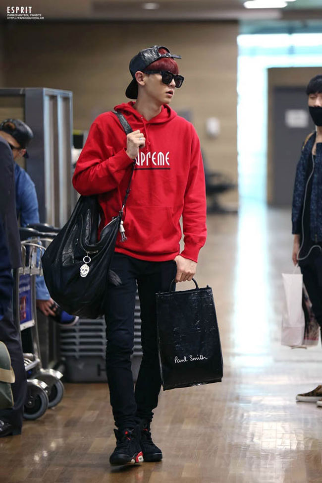 exo朴灿烈同款supreme文字印花连帽卫衣 男女同款抓绒装卫衣