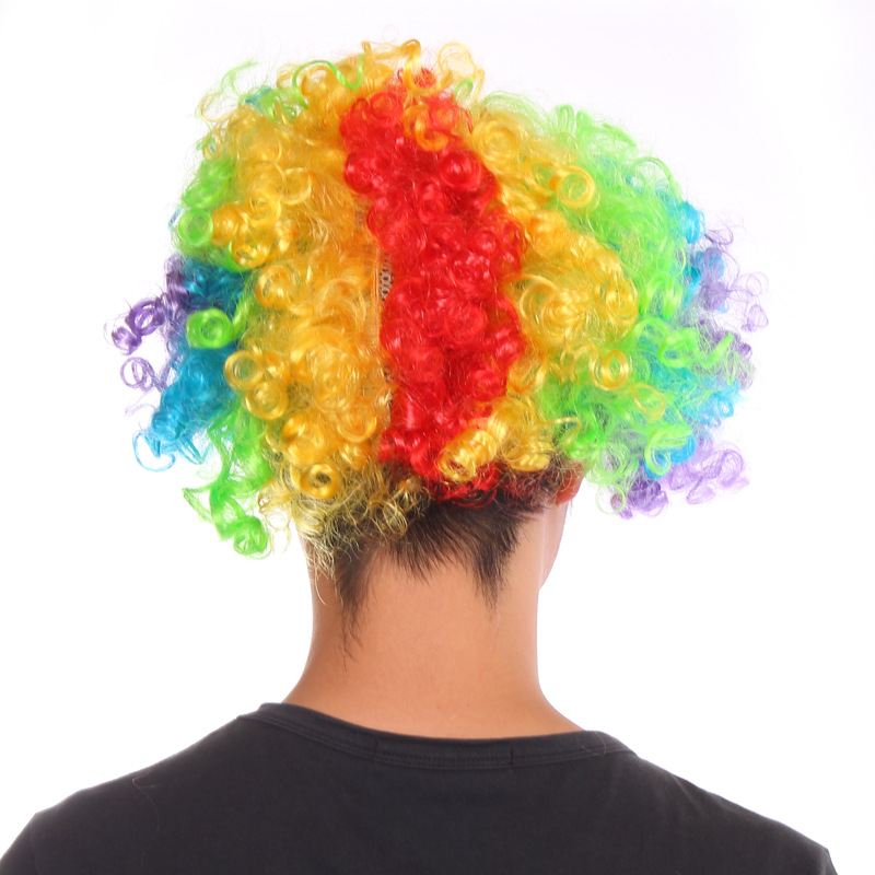 圣诞节球迷假发 表演卷发小爆炸头发套 蓬松可爱演出模特小丑假发