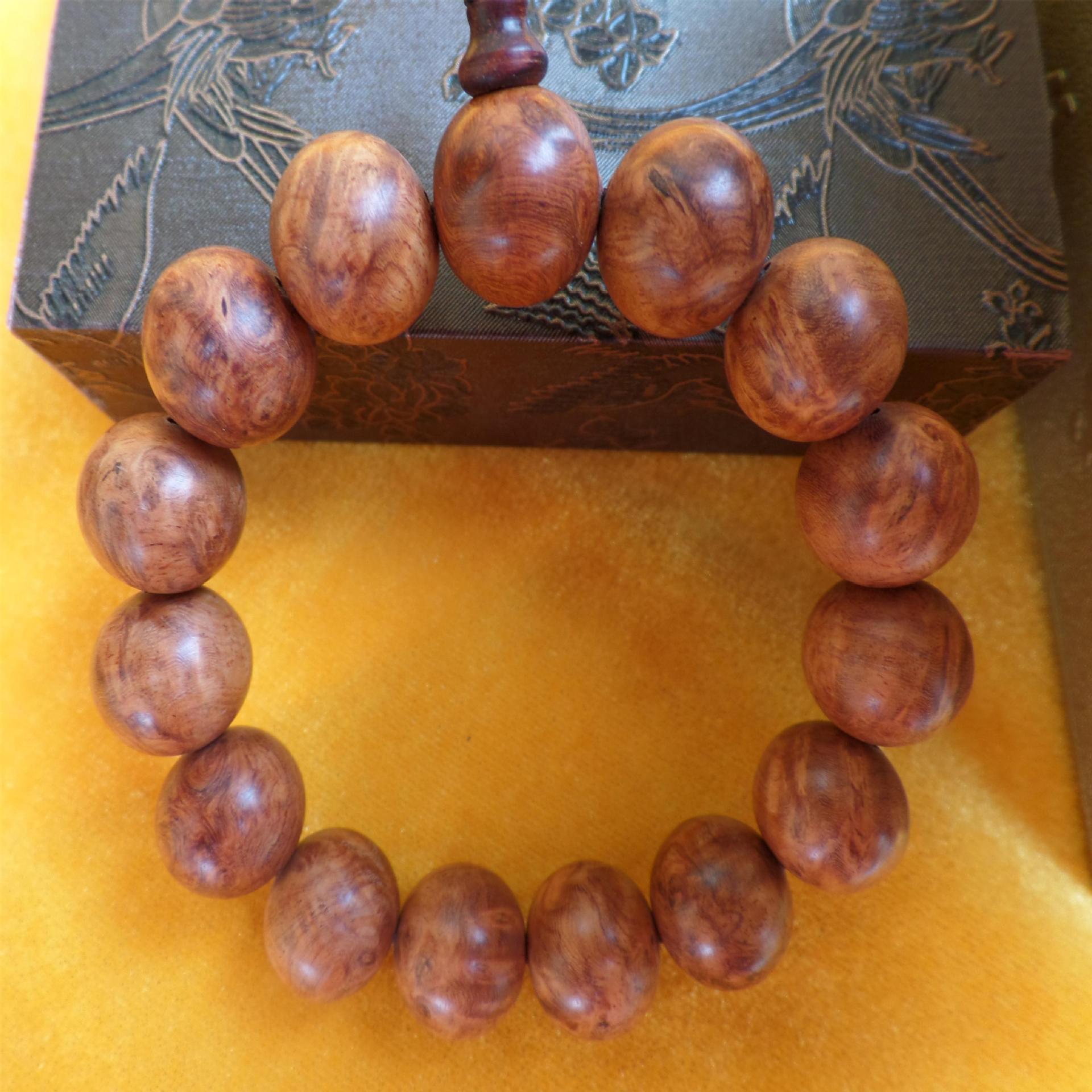 厂家直销 草花梨佛珠手串 正圆小孔15-20mm 木质工艺品(自然轩)