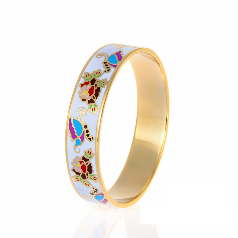 欧美珐琅彩手镯新款釉彩首饰掐丝手镯多种图案任选承接来样定做