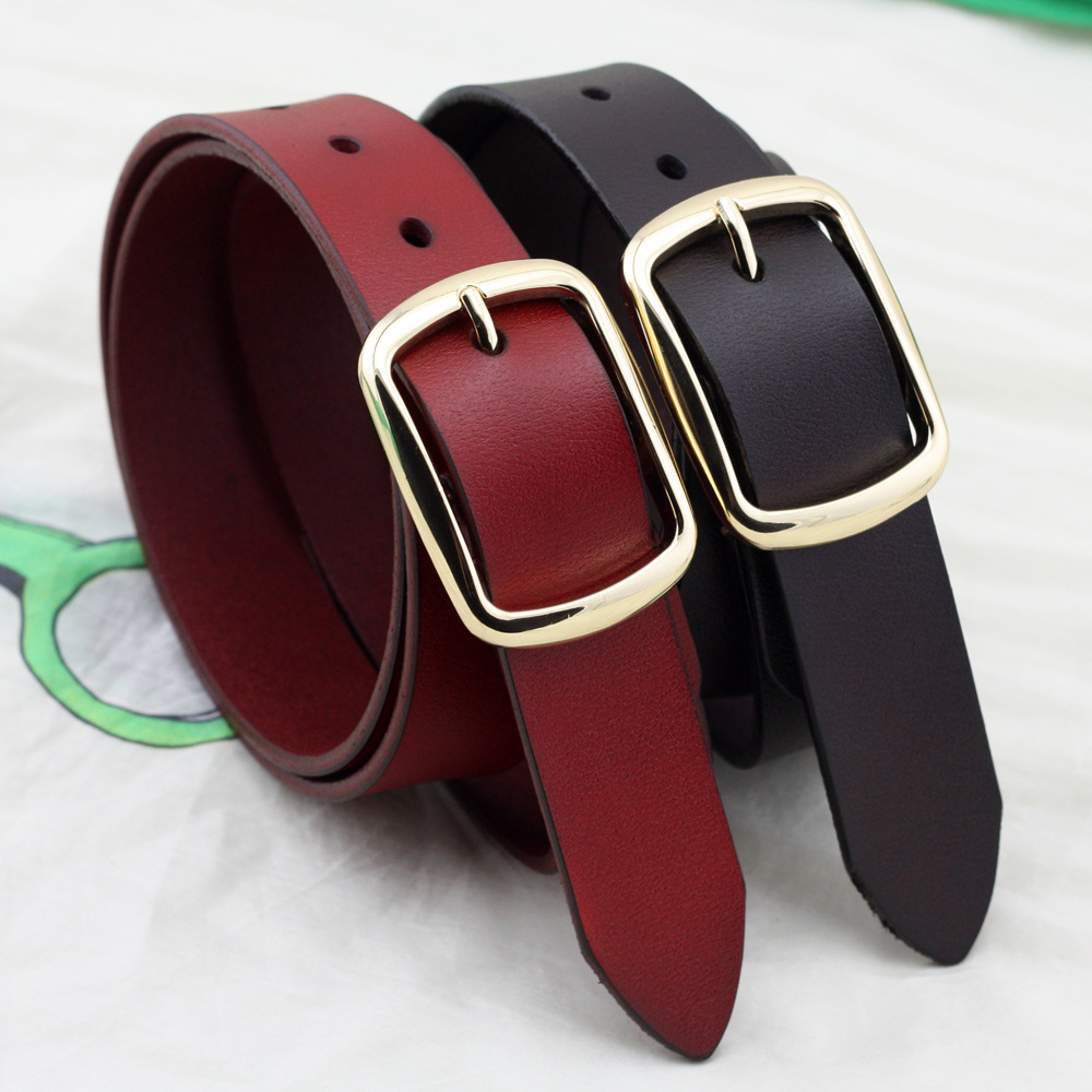 皮带批发女款真皮女士腰带女式细韩版百搭装饰宽纯牛皮裤带黑色