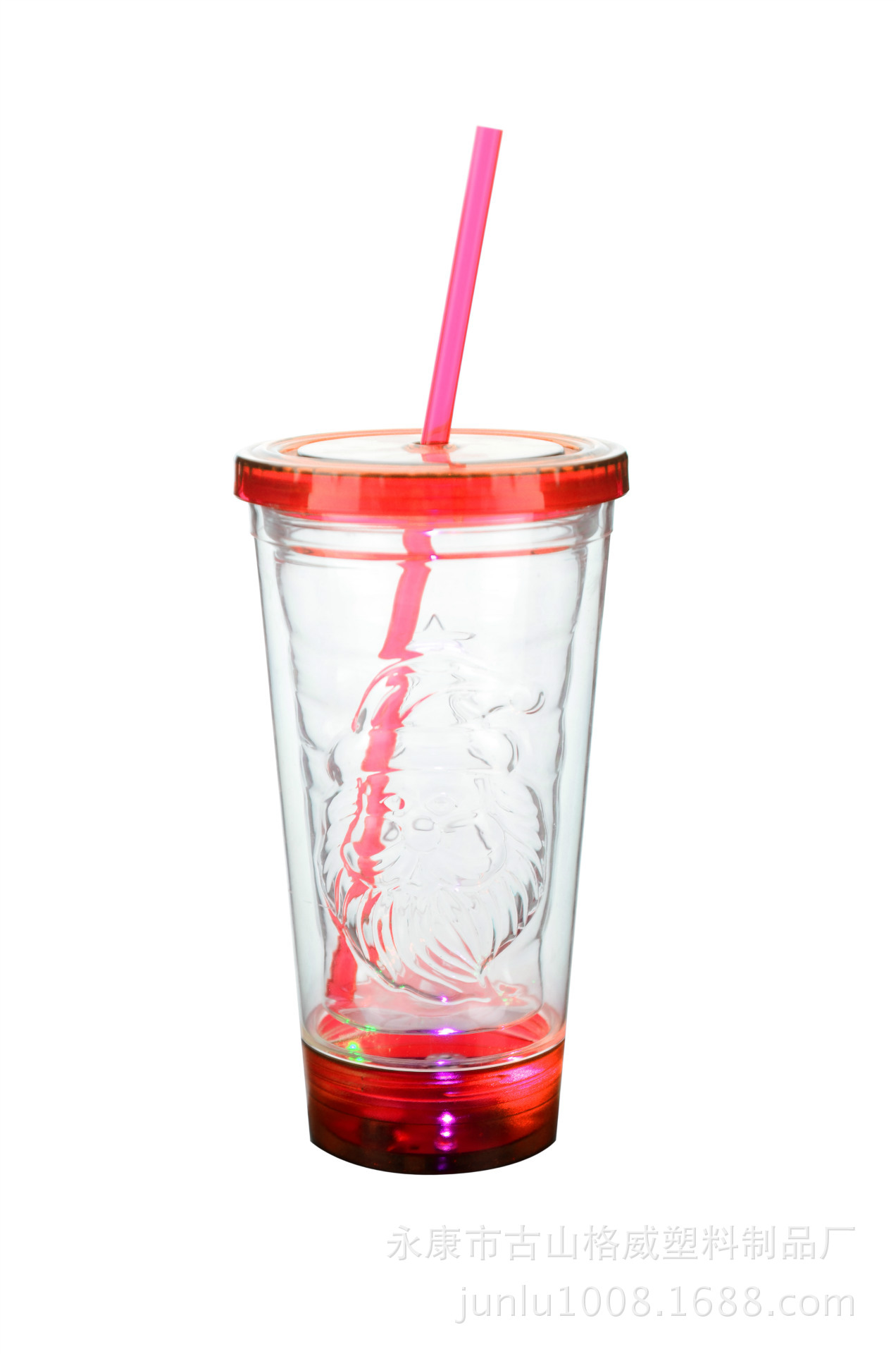 塑料杯 发光杯 双层杯子 吸管杯 创意水杯