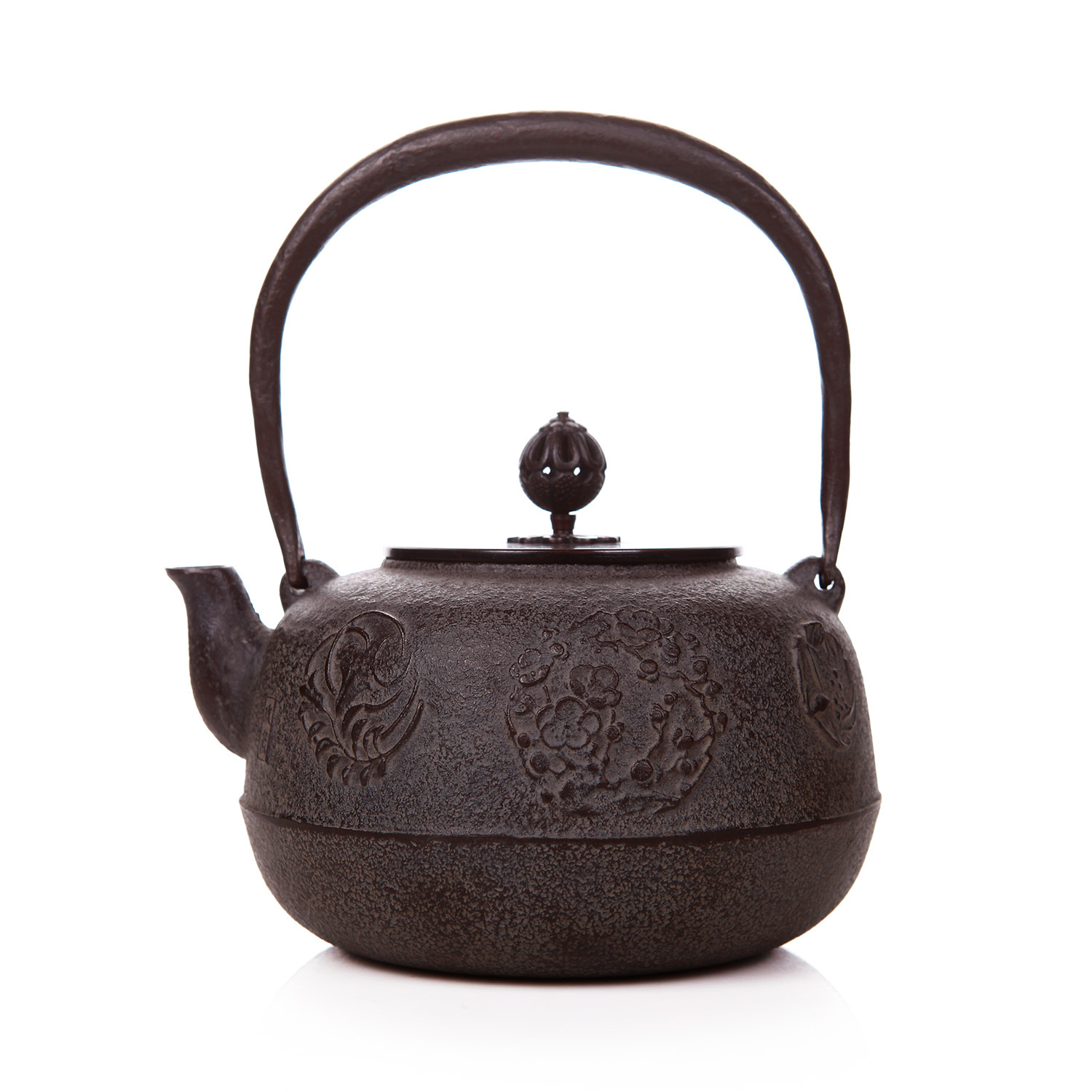 平丸地菊铁壶 日本南部进口铁壶 日本工艺铁壶 茶具 铁茶壶 包邮