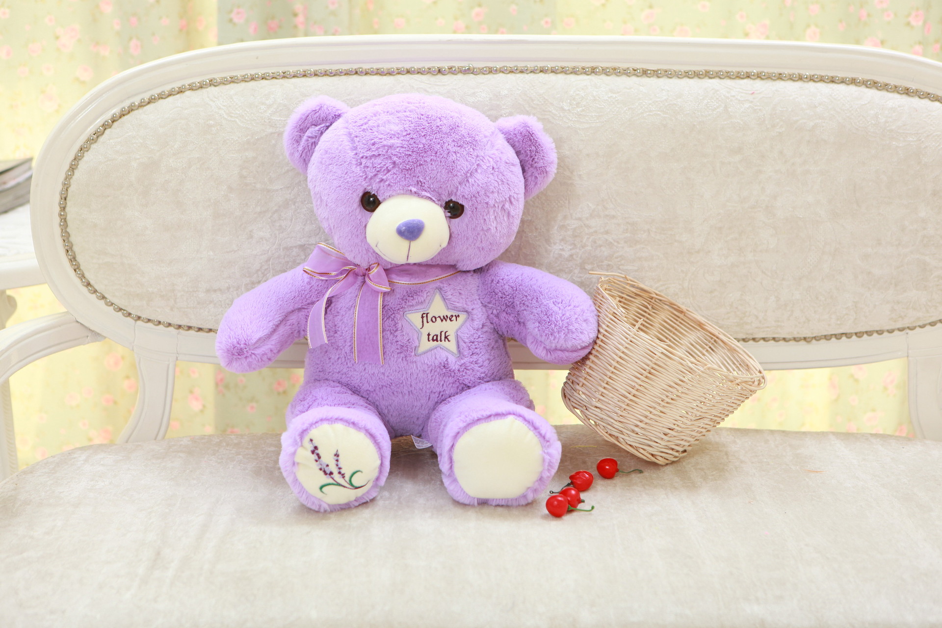 全网最低 薰衣草小熊泰迪熊公仔紫色抱抱熊扬州毛绒玩具 可印logo