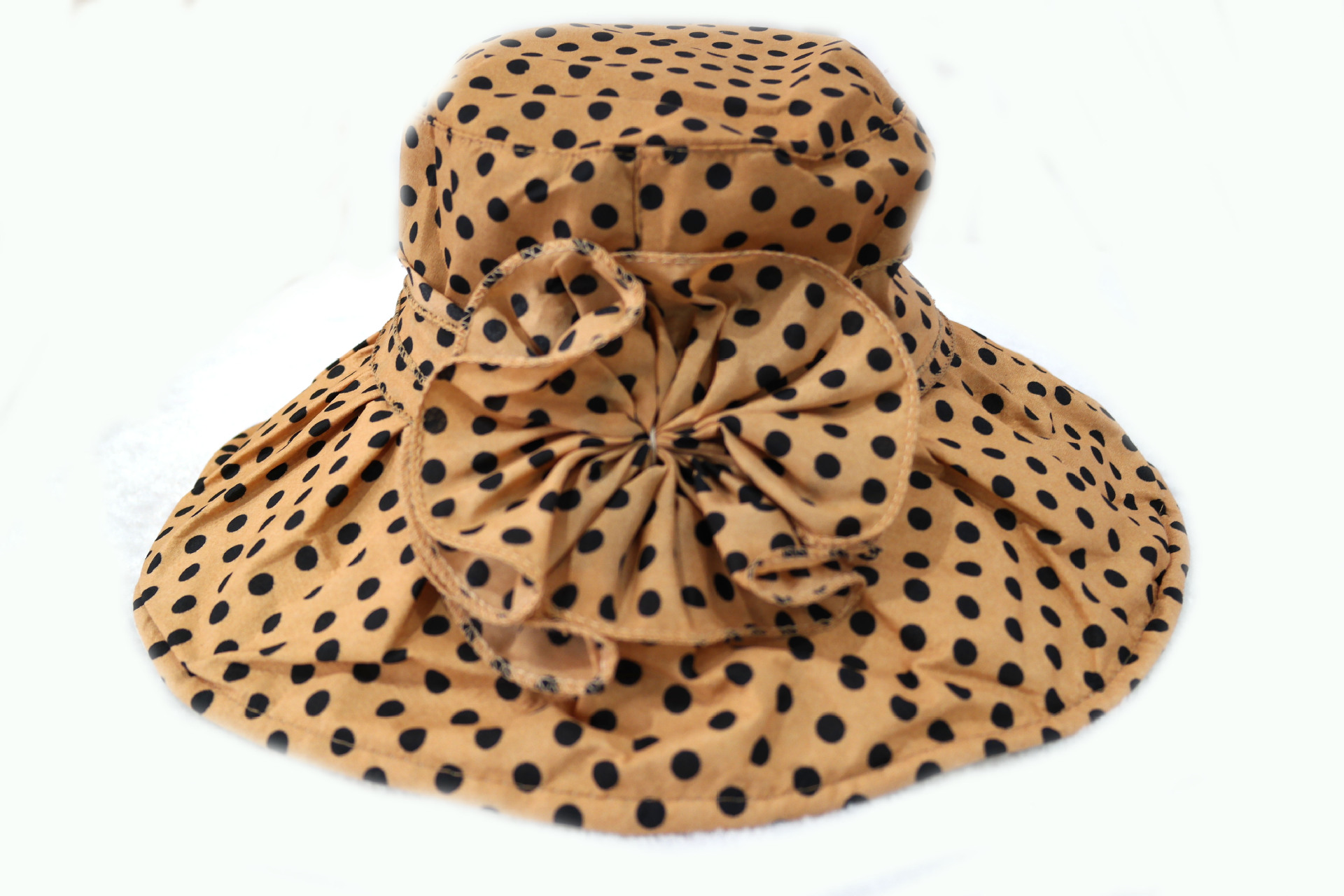 韩版新款圆点大花布帽夏季遮阳防晒清凉女士大沿帽子批发