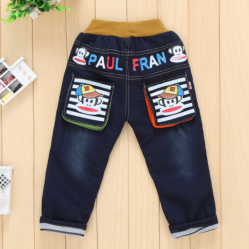 童装小童冬款童裤男女童新款夹棉休闲牛仔裤儿童牛仔加厚长裤