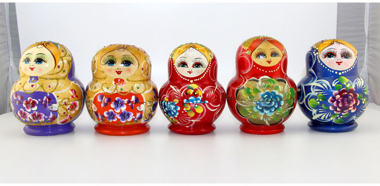 批发热卖 圆肚磨砂套娃 纯手工木质套娃 精美俄罗斯套娃 摆饰工艺