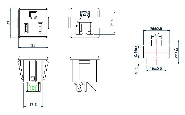 厂家直销ipz-101 三孔美标电源插座 卡式电源插座 高品质