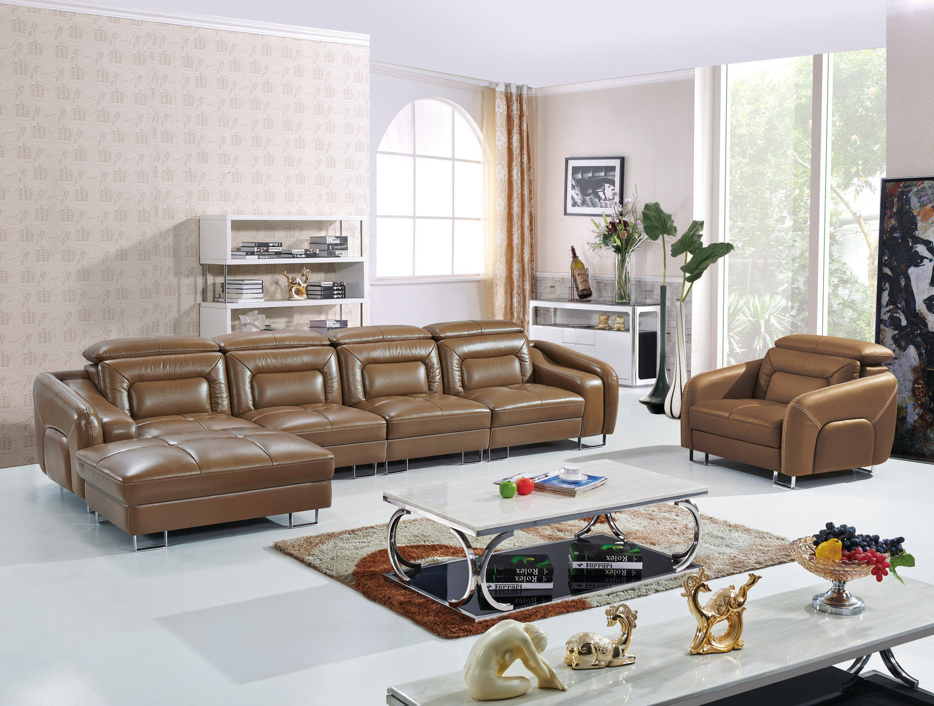 进口头层牛皮沙发 高档品牌中式家用沙发 带活动头枕组合沙发批发