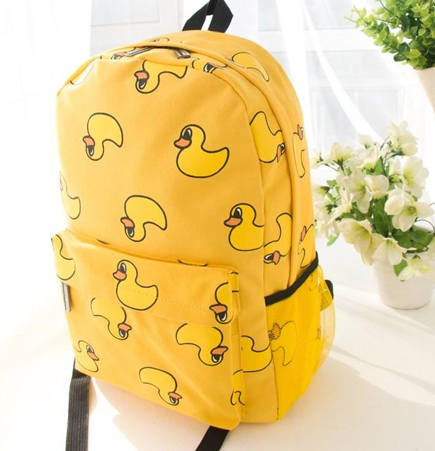 卡通大黄鸭帆布双肩背包 学生书包 休闲书包
