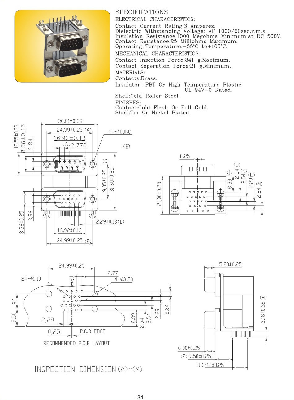 d-sub(vga)dr db 9 15 25 37 50车针 冲针 连接器插头插座大全