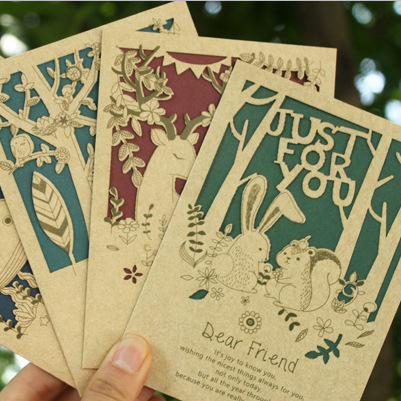 韩国文具批发 sv14-019森林小物镂空祝福贺卡/迷你小卡片15281