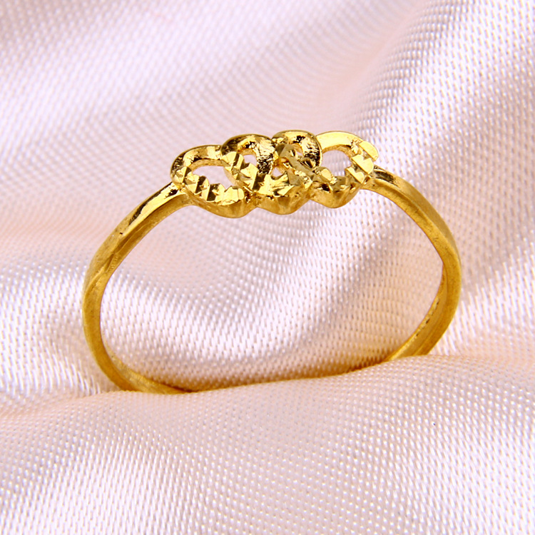 镀金仿金戒指女款活口结婚婚庆沙金久不掉色千足金色云南沙金戒指